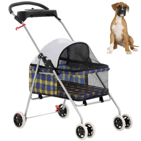 FDW 4 Wheels Pet Stroller Cat Dog Stroller Portable Folding Travel Carrier Strolling Cart Waterproof With Storage Basket Mesh Windows image {13}
