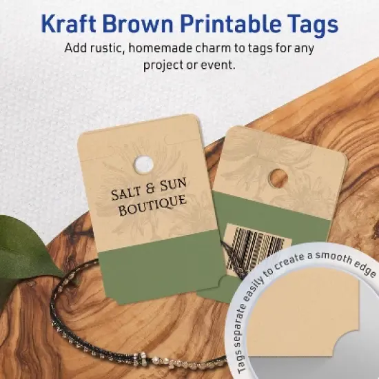 Avery Rounded Foldover Tags, 1-1/2" x 2-1/8", Kraft Brown, 80 Total image {2}
