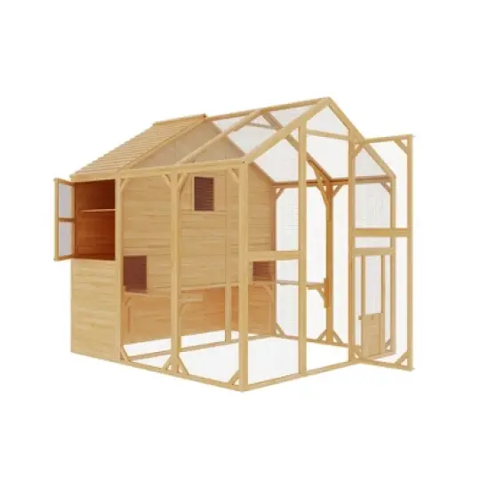 FUFU&GAGA Large Wooden Cattery Cat Enclosure Cat House with Multi - Level Space - Outdoor/Indoor Cat House with Secure Mesh image {4}