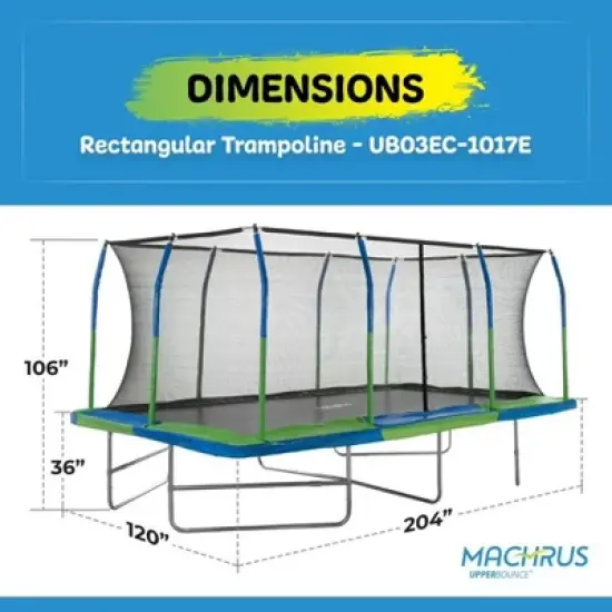 Upper Bounce Gymnastics Style, Rectangular Trampoline Set with Premium Top-Ring Enclosure System image {1}