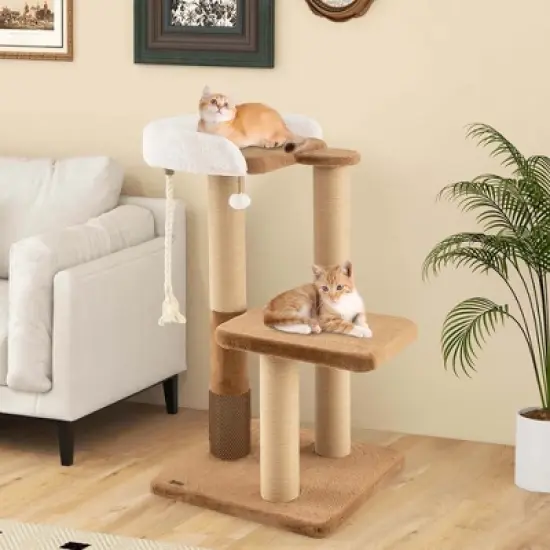 Costway 44" Cat Tree for Indoor with Plush Padded Perch Scratching Posts Jumping Platform image {3}