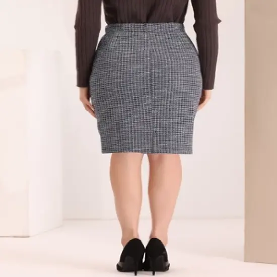 Allegra K Women's Pencil Tweed Winter Classic Skirts image {2}
