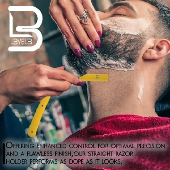 L3 - Level 3 Straight Razor Holder - Excellent Grip and Control - Precision Shaving Control - Level Three Straight Razor Holder (Yellow) image {2}