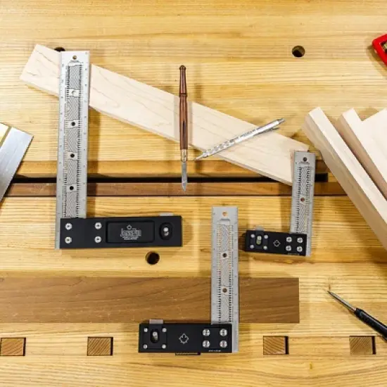 JessEm 07402 8 Inch Stainless Steel Precision Square Measuring Tool Ruler with Patented Flex Grip and Fade Resistant Markings - Imperial image {1}