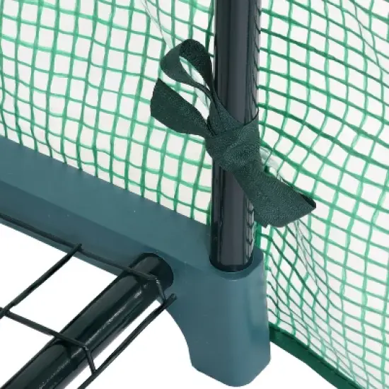 Sunnydaze Outdoor Portable Growing Rack 2-Tier Greenhouse with Roll-Up Door - 2 Shelves - Green image {4}