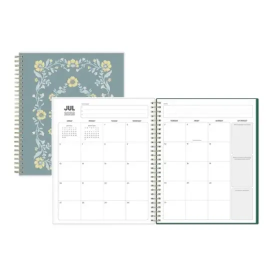 Blue Sky 8"x10" 2025-2026 Weekly/Monthly Spiral Planner Smooth Frosted Sammie Green image {3}