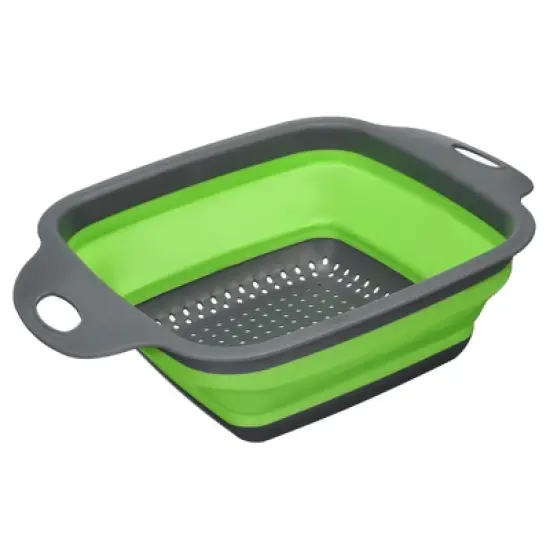 Unique Bargains Space Saving Suitable Silicone Square Foldable Strainer with Handle image {6}
