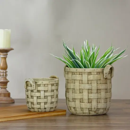 Napa Home & Garden Set of 2 Beige Tobacco Basket Planter Set 9.5" image {1}