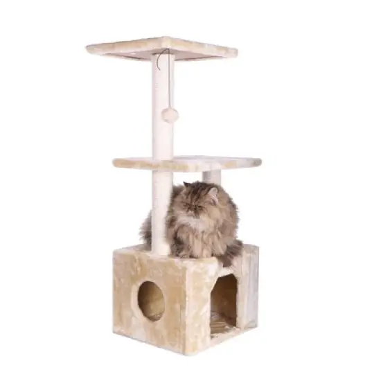 Armarkat 3-tier Real Wood Cat Condo With Sisal Scratching Post 39 Height Beige A3902 image {1}