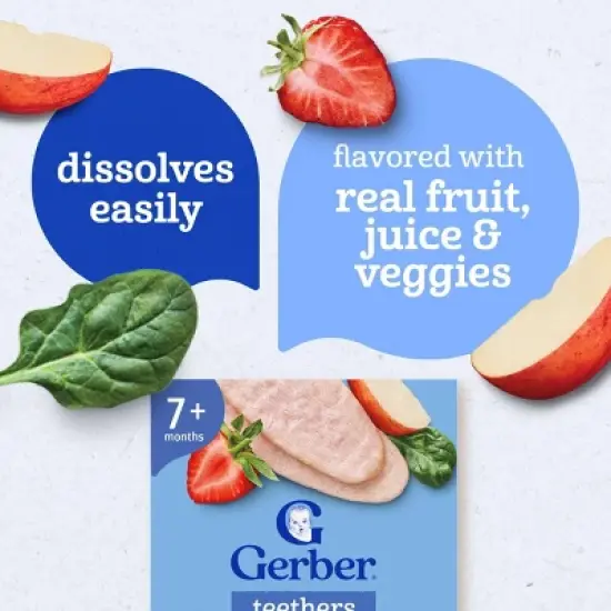 Gerber Baby Food Strawberry Apple Spinach Teething Wafers Baby Snack - 12ct/1.7oz Total image {3}