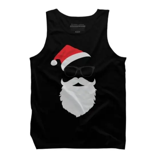 Men's Design By Humans Hipster Santa Face with Hat beard & Glasses Christmas By TronicTees Tank Top image {4}