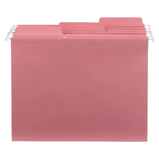 Smead FasTab  Hanging File Folder, 1/3-Cut Built-In Tab, Letter Size, Dark Pink, 9 per Pack (64014) image {2}
