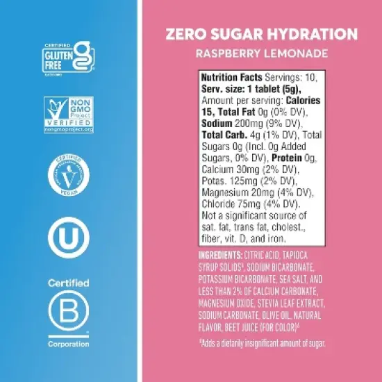 Nuun Zero Sugar Hydration Electrolyte Tablet Raspberry Lemonade, 10 Ct image {4}
