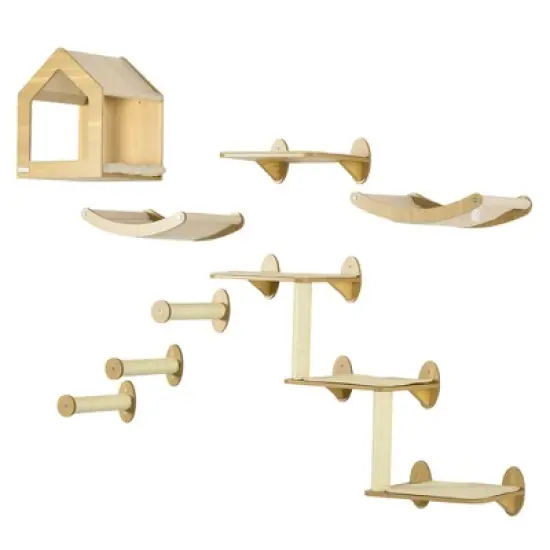 Multipet Wall-Mounted Cat Tree Climbing Playground with Cat Hammocks image {1}