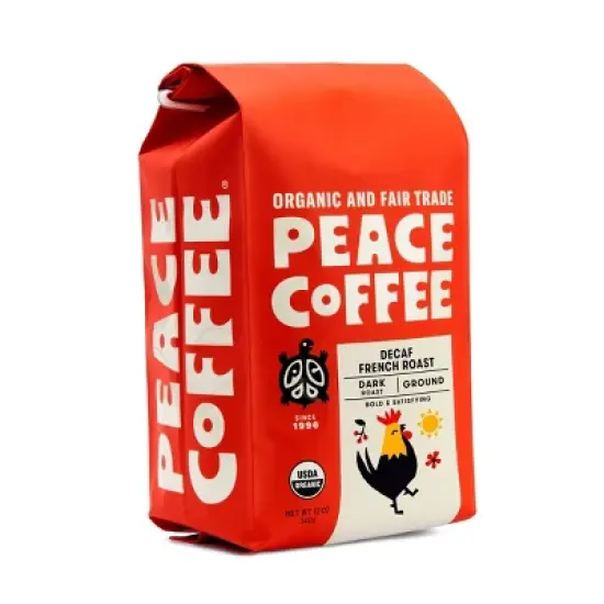 Peace Coffee Organic Fair Trade French Roast Ground Coffee - Decaf - 12oz image {1}