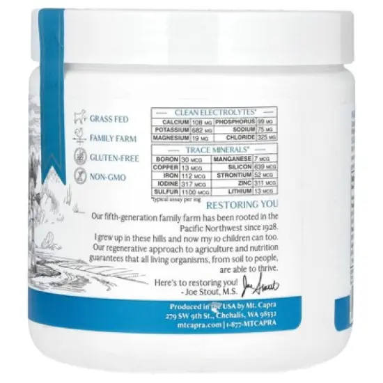 Mt. Capra Clean Electrolytes + Trace Minerals, 10.6 oz (300 g) image {2}