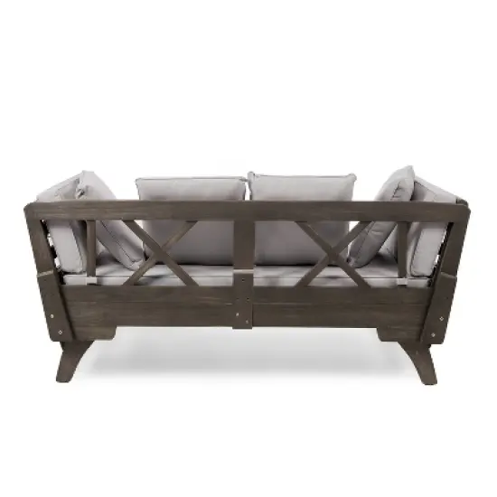 Christopher Knight Home Aldrich Outdoor Acacia Wood Expandable 82" Daybed Sofa with Cushions image {5}