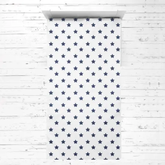 Bacati - Stars Navy Muslin 3 pc Toddler Bed Sheet Set 100 pecent cotton image {1}