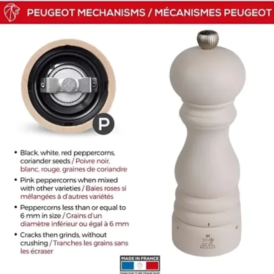 Peugeot Paris uSelect Salt and Pepper Mill Set - 7in Matte Black Pepper Mill & 7in Matte White Salt Mill image {1}