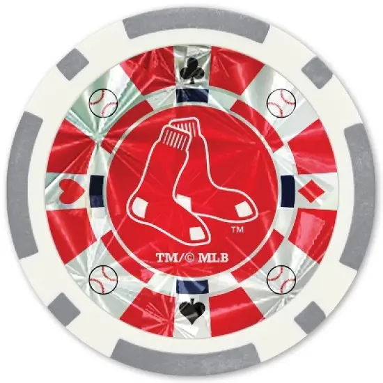 MasterPieces Casino Style 20 Piece 11.5 Gram Poker Chip Set MLB Boston Red Sox Silver Edition image {1}