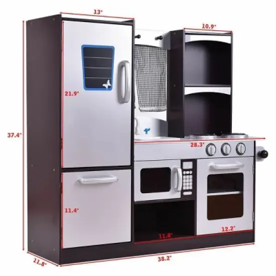 Costway Kids Cooking Pretend Play Toy Children Playset Wooden Kitchen Set Gift image {3}