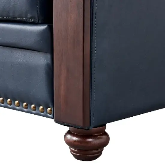 Eulalia Transitional Leather 82"Wide Sofa With Rolled Arms and Solid Wood Legs | ARTFUL LIVING DESIGN image {5}