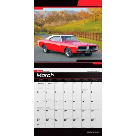 Browntrout 2024 Wall Calendar 12"x12" Dodge Charger Foiled image {2}