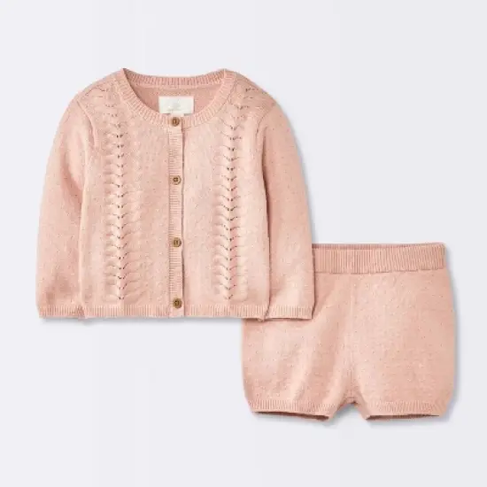 Baby Girls' 2pc Pointelle Sweater Set - Cloud Island&trade; Pink image {4}