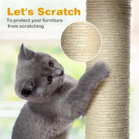 Costway 67'' Multi-Level Cat Tree w/ Cozy Perches Kittens Play House Dark Grey/Light Grey image {7}