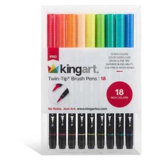 KINGART PRO Twin-Tip Brush Pens 18 Colors image {9}
