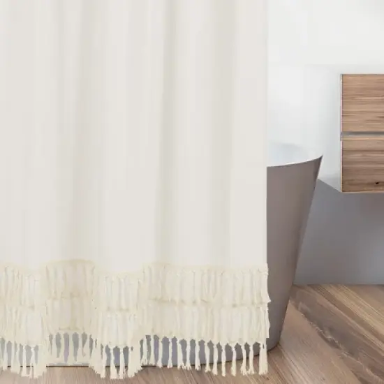 Sweet Jojo Designs Shower Curtain 72in.x72in. Boho Fringe Ivory image {4}