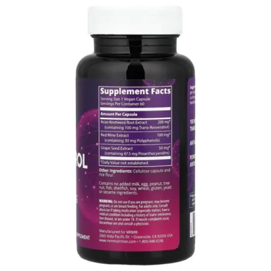 MRM Nutrition Resveratrol, 60 Vegan Capsules image {1}