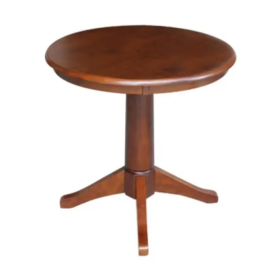 30" Nick Round Top Pedestal Table Espresso - International Concepts image {1}
