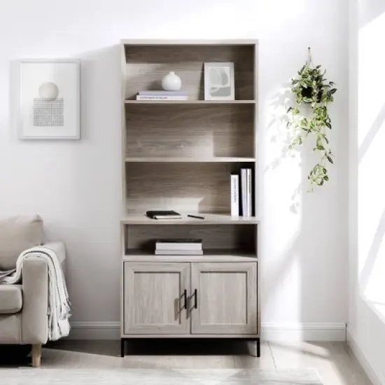 64.12" Orin Modern 2 Door Bookshelf Hutch - Saracina Home image {3}