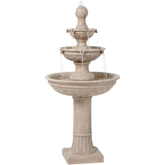John Timberland Stafford Rustic 3 Tier Cascading Bubbler Outdoor Floor Water Fountain 48" for Yard Garden Patio Home Deck Porch House Exterior Balcony image {6}
