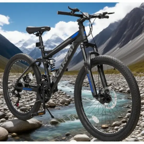 KTMBDW 26/27.5 Inch Mountain Bike, Mountain Bicycles with Front and Rear Dual Shock Absorbers, Durable Steel Frame, Adults Bike for Men and Women image {9}