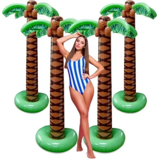 Playbees Giant Inflatable Palm Tree 6 Foot &ndash; 4 Pack image {6}