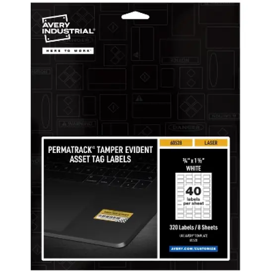 Avery PermaTrack Tamper-Evident Asset Tag Labels, 3/4" x 1-1/2", 320 Asset Tags (60528) image {8}