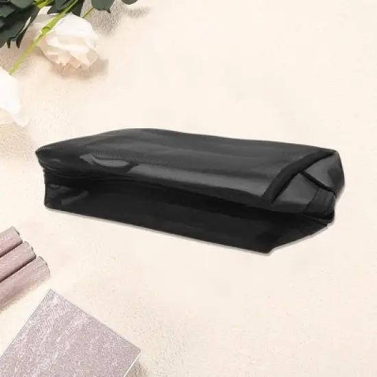 Unique Bargains Portable Mesh Makeup Bag Black 1 Pc image {2}