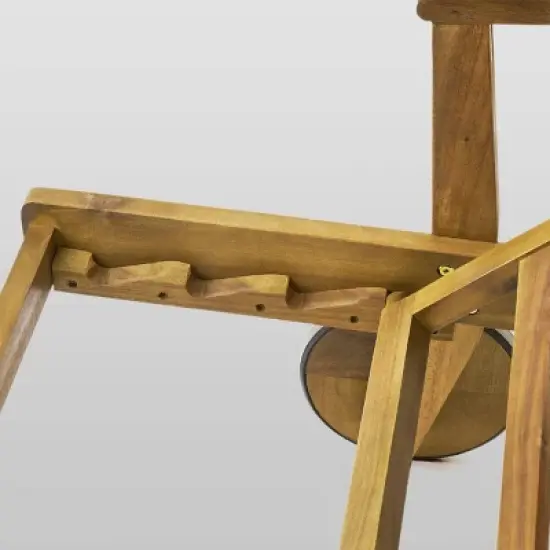 Perla 2pk Acacia Wood Chaise Lounge: Mobile Patio Furniture, Weather-Resistant - Christopher Knight Home image {4}