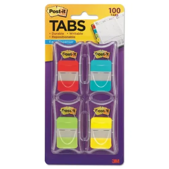 Post-it File Tabs 1 x 1 1/2 Aqua/Lime/Red/Yellow 100/Pack 686RALY image {4}