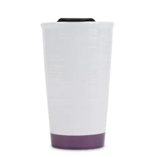 Lighthouse Christian Products Grateful Textured Dipped 12 ounce Ceramic Stoneware Travel Tumbler Mug, Dark Purple image {1}