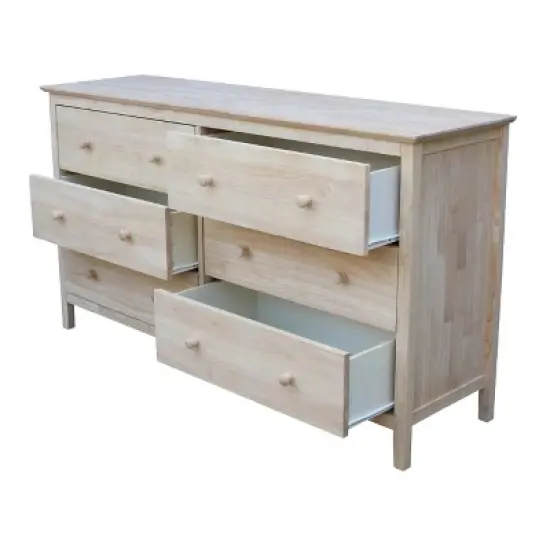 Dresser with 6 Drawers Unfinished - International Concepts image {5}
