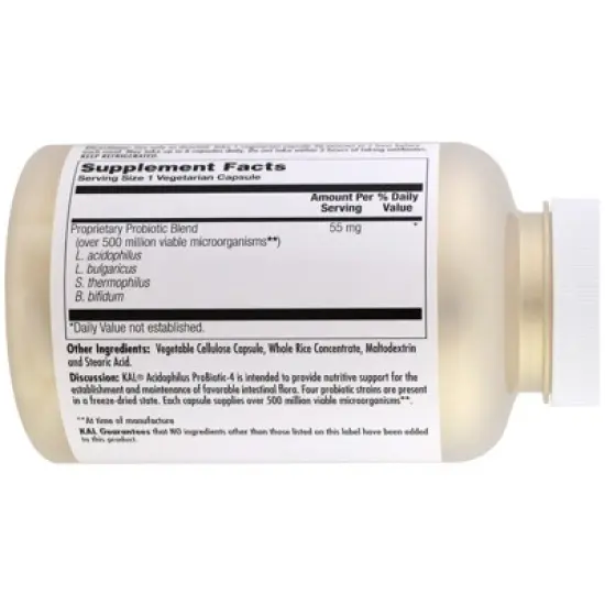 KAL Acidophilus Probiotic-4, 250 VegCaps image {2}
