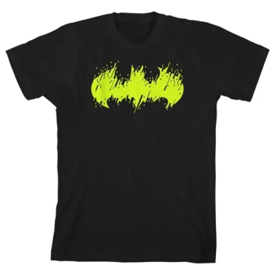 Batman Neon Green Faded Logo Black T-shirt Toddler Boy to Youth Boy image {4}