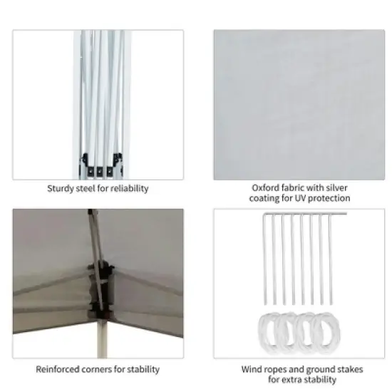 Resenkos Backyard Garden Canopy, Camping Canopy Screen Tent,13' x 13' Pop Up Canopy Tent, Instant Sun Shelter, Tents for Parties,White image {4}