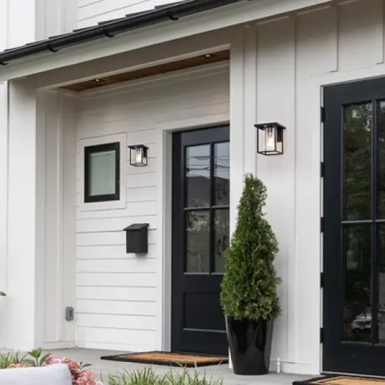 C Cattleya 1-Light Outdoor Wall Lantern Sconce with Matte Black Finish image {4}