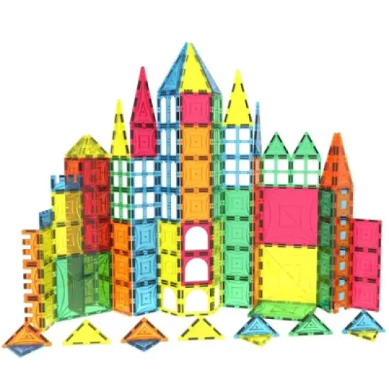 Mag Genius 182 pieces of Mathematically Shaped Magnetic Colorful and Transparent Building Tiles image {2}
