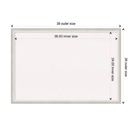 38"x26" Two Tone Wood Frame White Cork Board Silver - Amanti Art image {9}