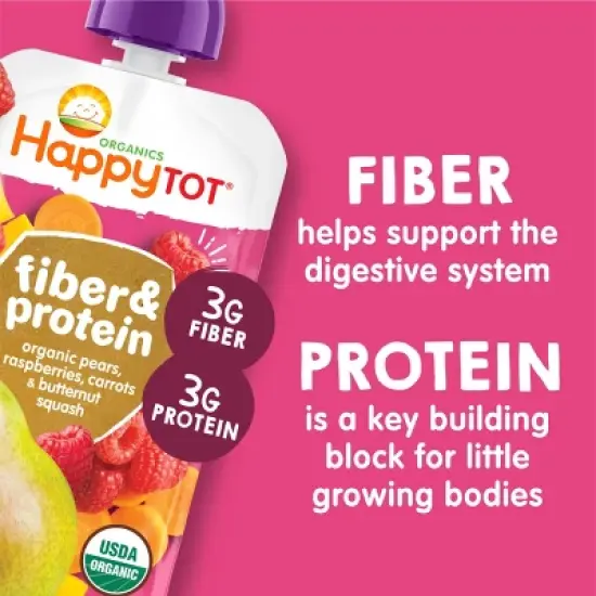 Happy Tot Organics Fiber & Protein Stage 4 Organic 2-Flavor Variety Pack - 8ct image {3}
